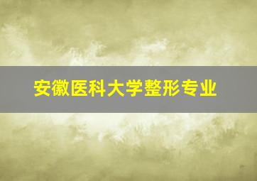 安徽医科大学整形专业