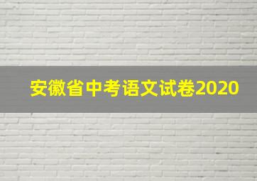 安徽省中考语文试卷2020