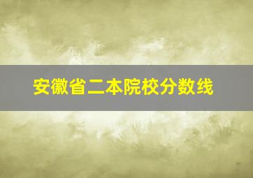 安徽省二本院校分数线