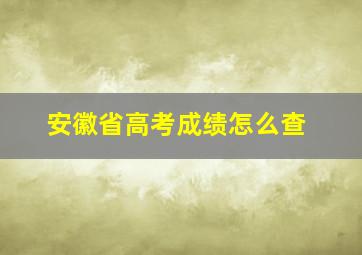 安徽省高考成绩怎么查