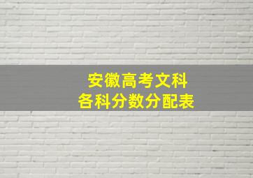 安徽高考文科各科分数分配表