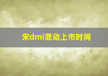 宋dmi混动上市时间