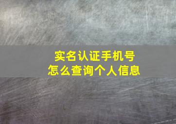 实名认证手机号怎么查询个人信息