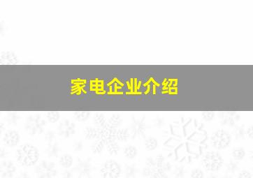 家电企业介绍