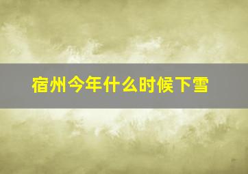 宿州今年什么时候下雪