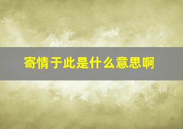 寄情于此是什么意思啊