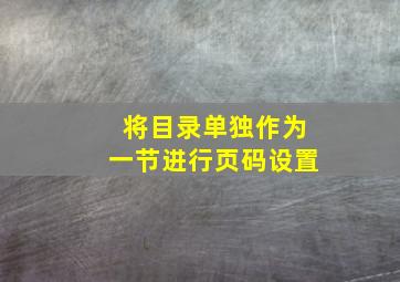 将目录单独作为一节进行页码设置