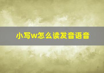 小写w怎么读发音语音