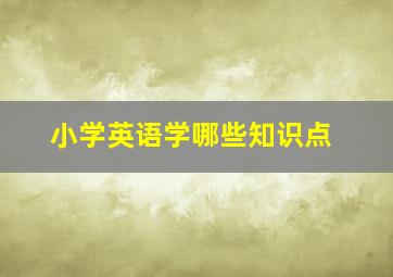 小学英语学哪些知识点