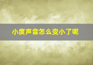 小度声音怎么变小了呢