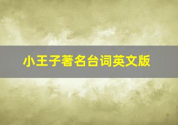 小王子著名台词英文版