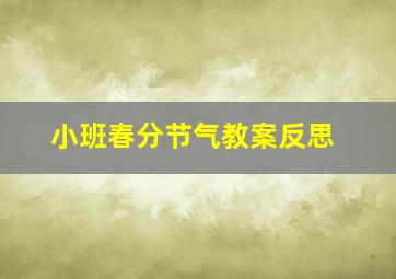 小班春分节气教案反思