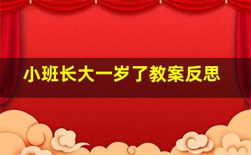 小班长大一岁了教案反思