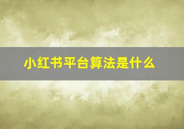 小红书平台算法是什么