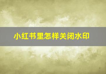 小红书里怎样关闭水印