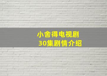 小舍得电视剧30集剧情介绍