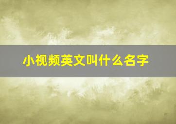 小视频英文叫什么名字