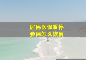 居民医保暂停参保怎么恢复