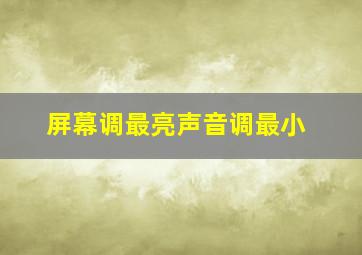 屏幕调最亮声音调最小