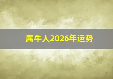 属牛人2026年运势