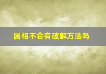 属相不合有破解方法吗