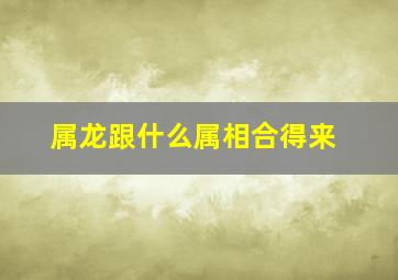 属龙跟什么属相合得来