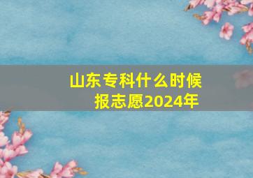 山东专科什么时候报志愿2024年