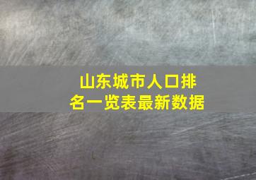 山东城市人口排名一览表最新数据