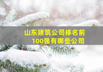 山东建筑公司排名前100强有哪些公司