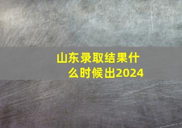 山东录取结果什么时候出2024