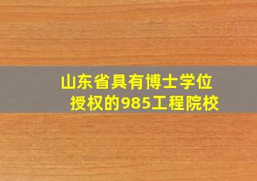 山东省具有博士学位授权的985工程院校