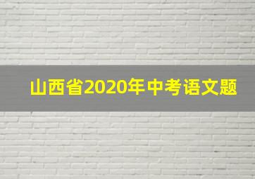 山西省2020年中考语文题