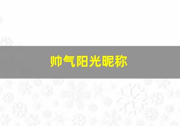 帅气阳光昵称