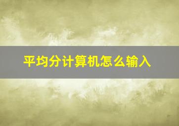 平均分计算机怎么输入