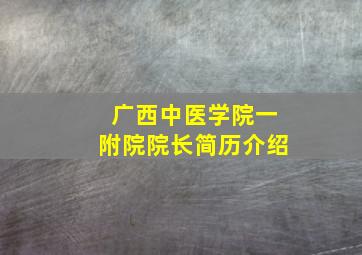 广西中医学院一附院院长简历介绍