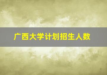 广西大学计划招生人数