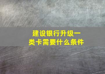 建设银行升级一类卡需要什么条件