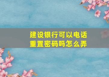 建设银行可以电话重置密码吗怎么弄