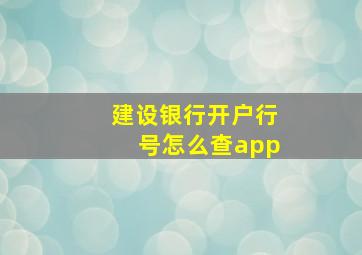 建设银行开户行号怎么查app