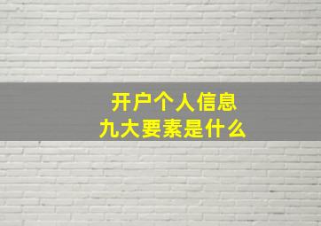 开户个人信息九大要素是什么