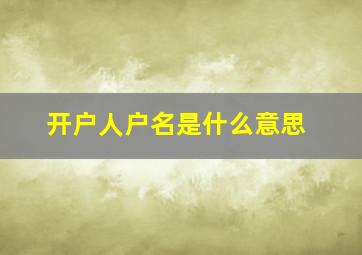 开户人户名是什么意思