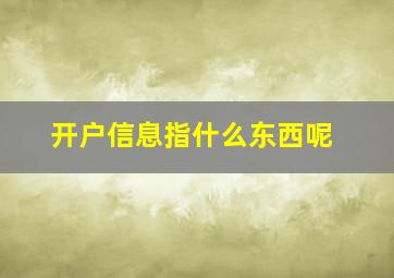 开户信息指什么东西呢