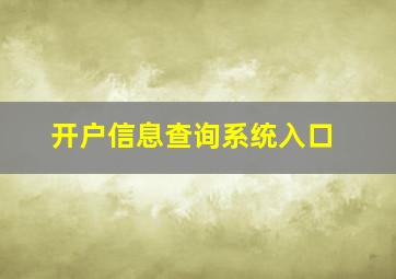 开户信息查询系统入口