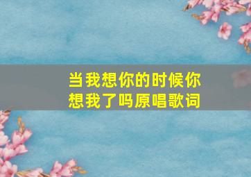 当我想你的时候你想我了吗原唱歌词