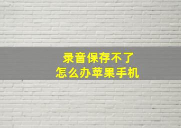 录音保存不了怎么办苹果手机