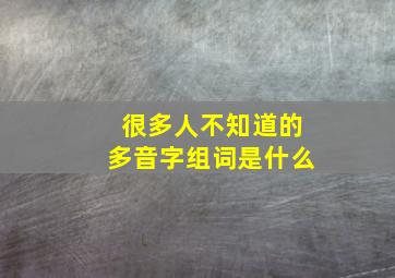 很多人不知道的多音字组词是什么