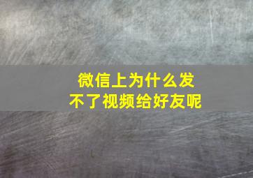 微信上为什么发不了视频给好友呢