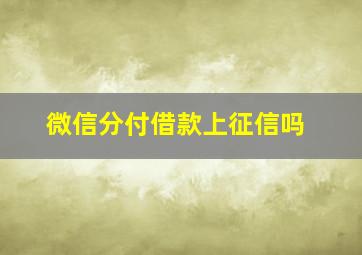 微信分付借款上征信吗