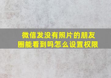 微信发没有照片的朋友圈能看到吗怎么设置权限