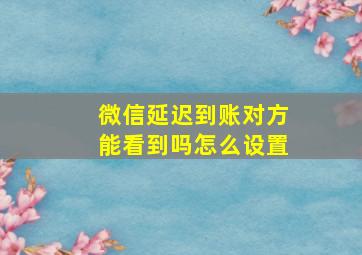 微信延迟到账对方能看到吗怎么设置